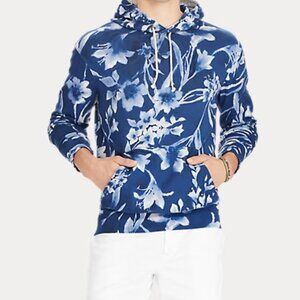 Polo Ralph Lauren Men's Floral Cotton Spa Terry Hoodie Sweatshirt Blue Small S
